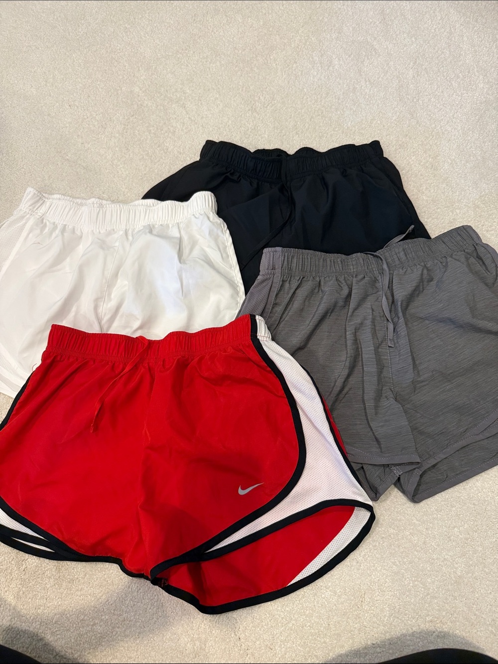 4 Nike Athletic Shorts in Red, White, Black, Gray - Small